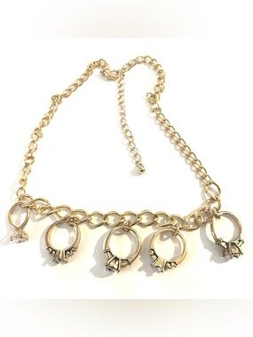 Fashion Jewelry Gold-Tone Ring Charm Necklace